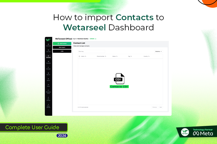 how to import contacts to wetarseel dashboard