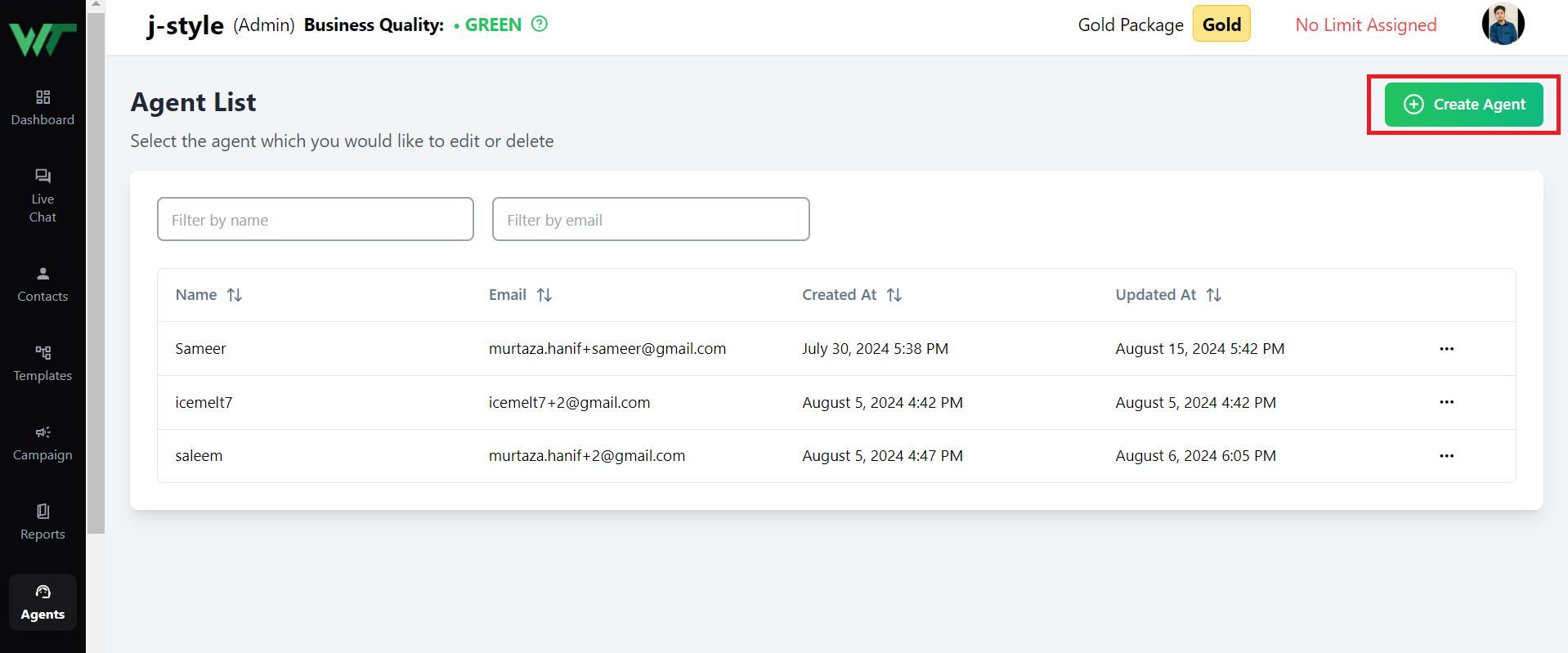 Click 'Add Agents'