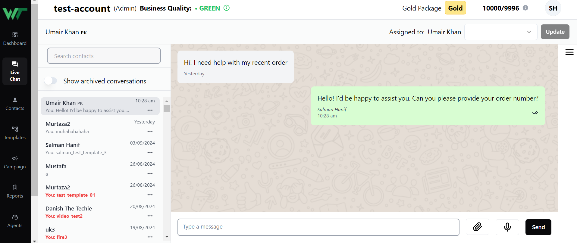 Live Chat Agent Intervenes the Chat